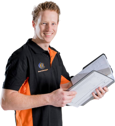 Sleeve Technology support engineer representing worldwide service and support
